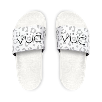Youth Leopard Print Slide Sandals — Removable Strap Casual Pool Slides