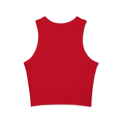 Ribbed Racer Tank Top — Women's Cropped White Micro-Rib Casual Tank