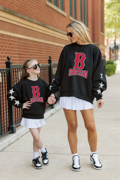 BIXBY SPARTANS EMBELLISHED STAR SLEEVE CREWNECK SWEATSHIRT