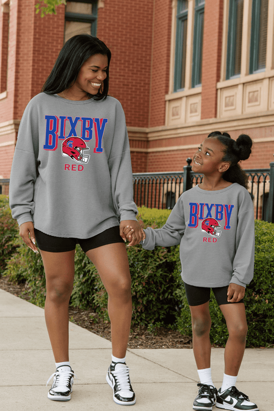 BIXBY RED FOOTBALL WASHED CORDED PULLOVER - The Club