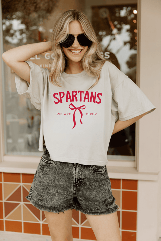BIXBY SPARTANS OVERSIZED CROP TEE - The Club