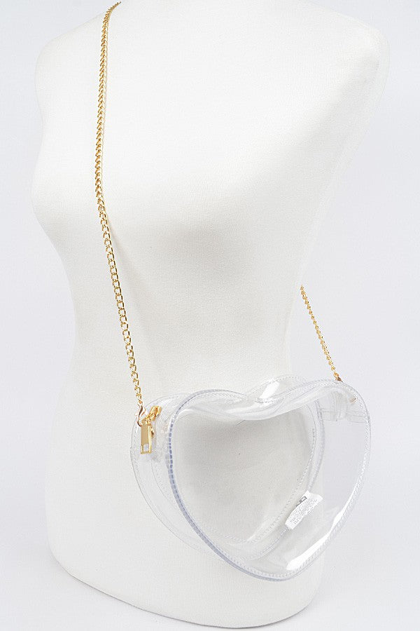 I HEART GAMEDAY CLEAR CROSSBODY BAG
