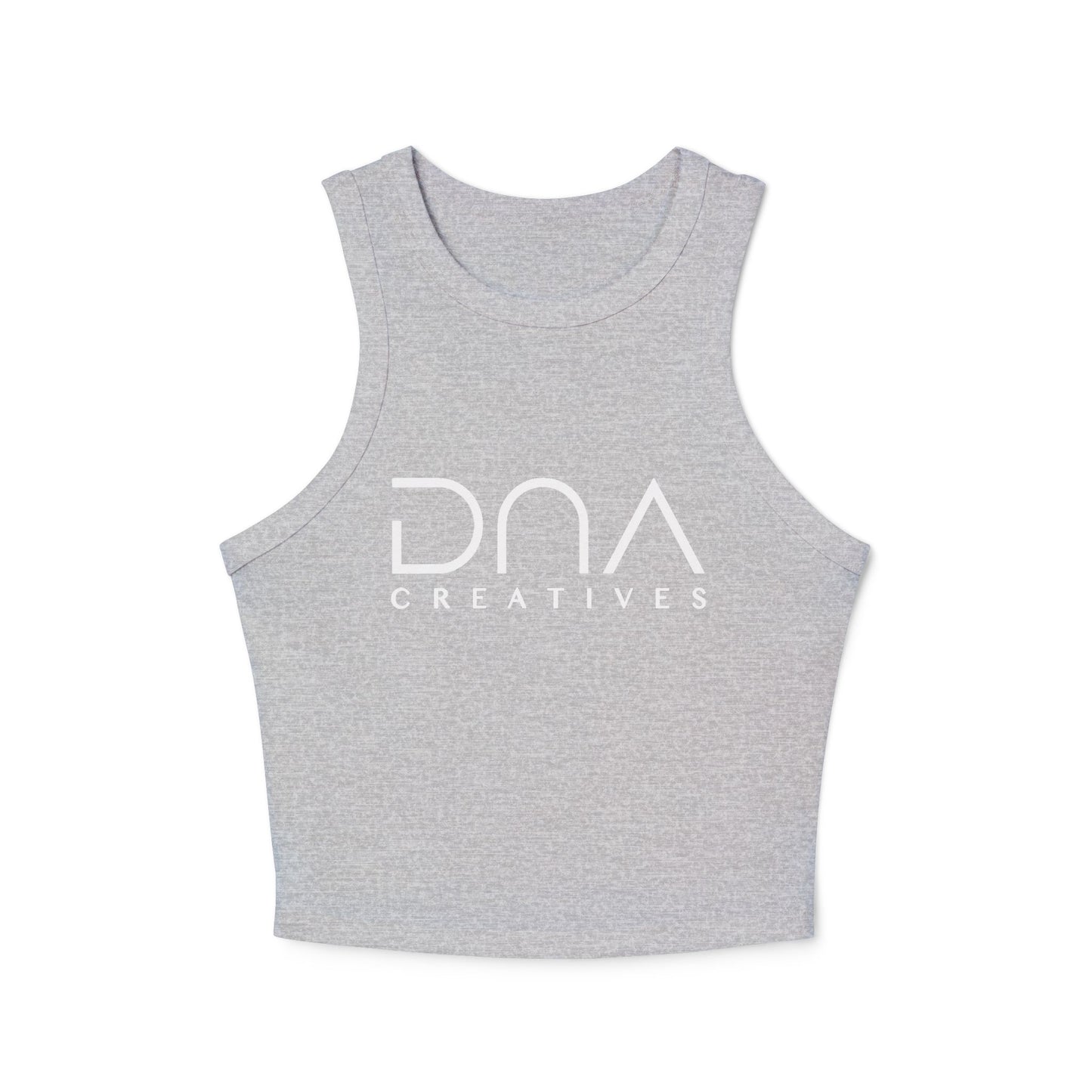 Ribbed Racer Tank Top — Women's Cropped White Micro-Rib Casual Tank