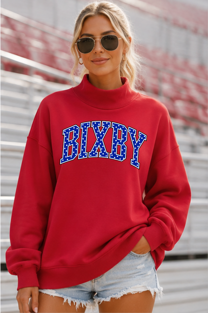 CUSTOM LOGO MOCK NECK SWEATSHIRT