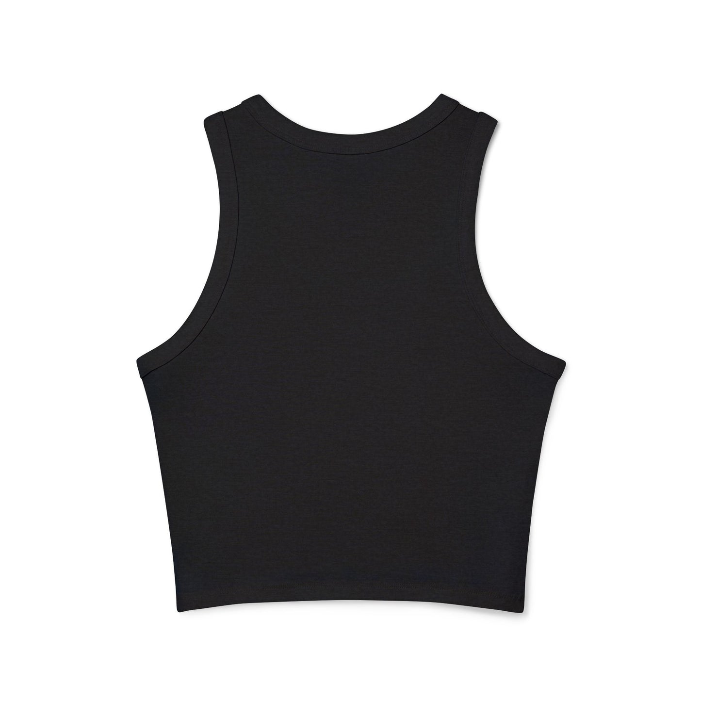 Ribbed Racer Tank Top — Women's Cropped White Micro-Rib Casual Tank