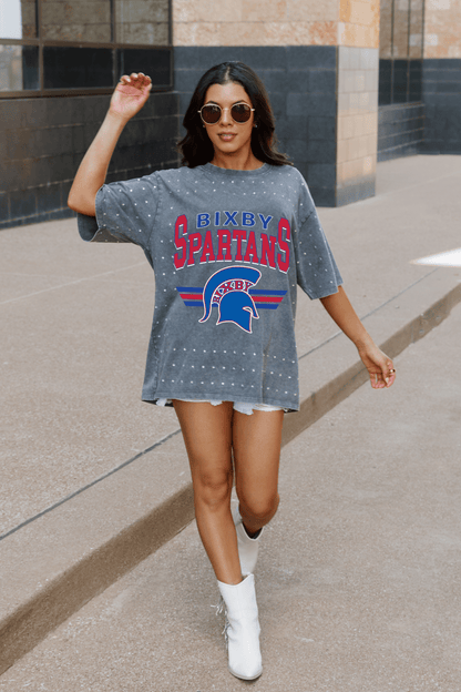 BIXBY SPARTANS RHINESTONE VINTAGE WASH BOYFRIEND TEE - The Club