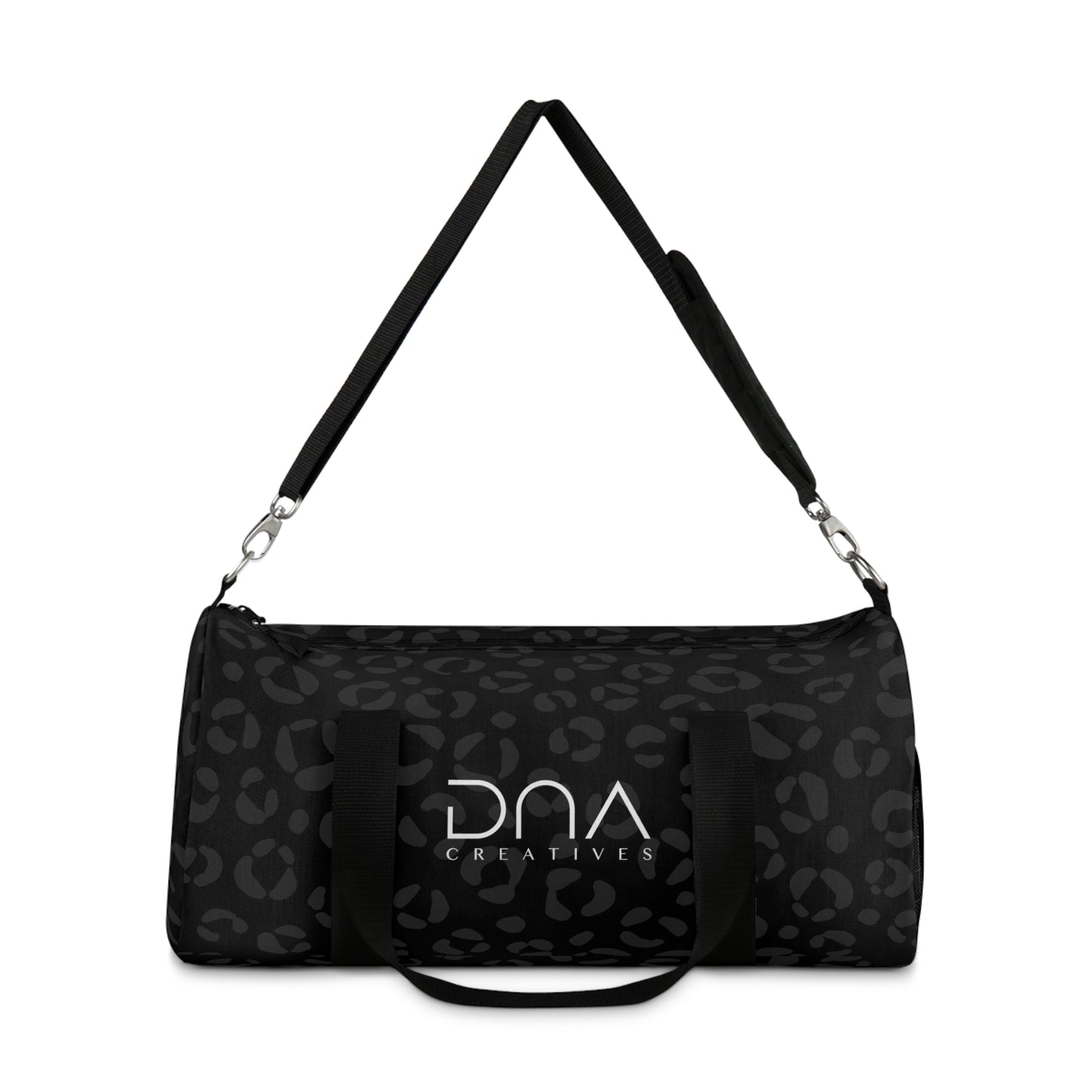 Leopard Print Duffel Bag with 'DNA Creatives' Logo — Travel Gym Weekender