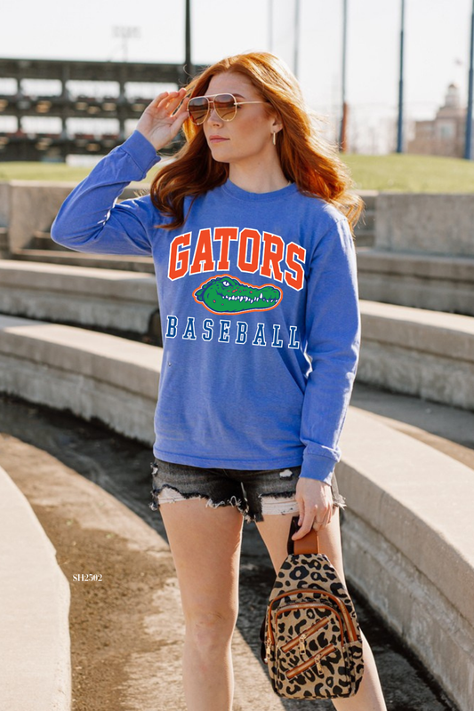 GATB006-GATOR BASEBALL VINTAGE WASH LONG SLEEVE TEE