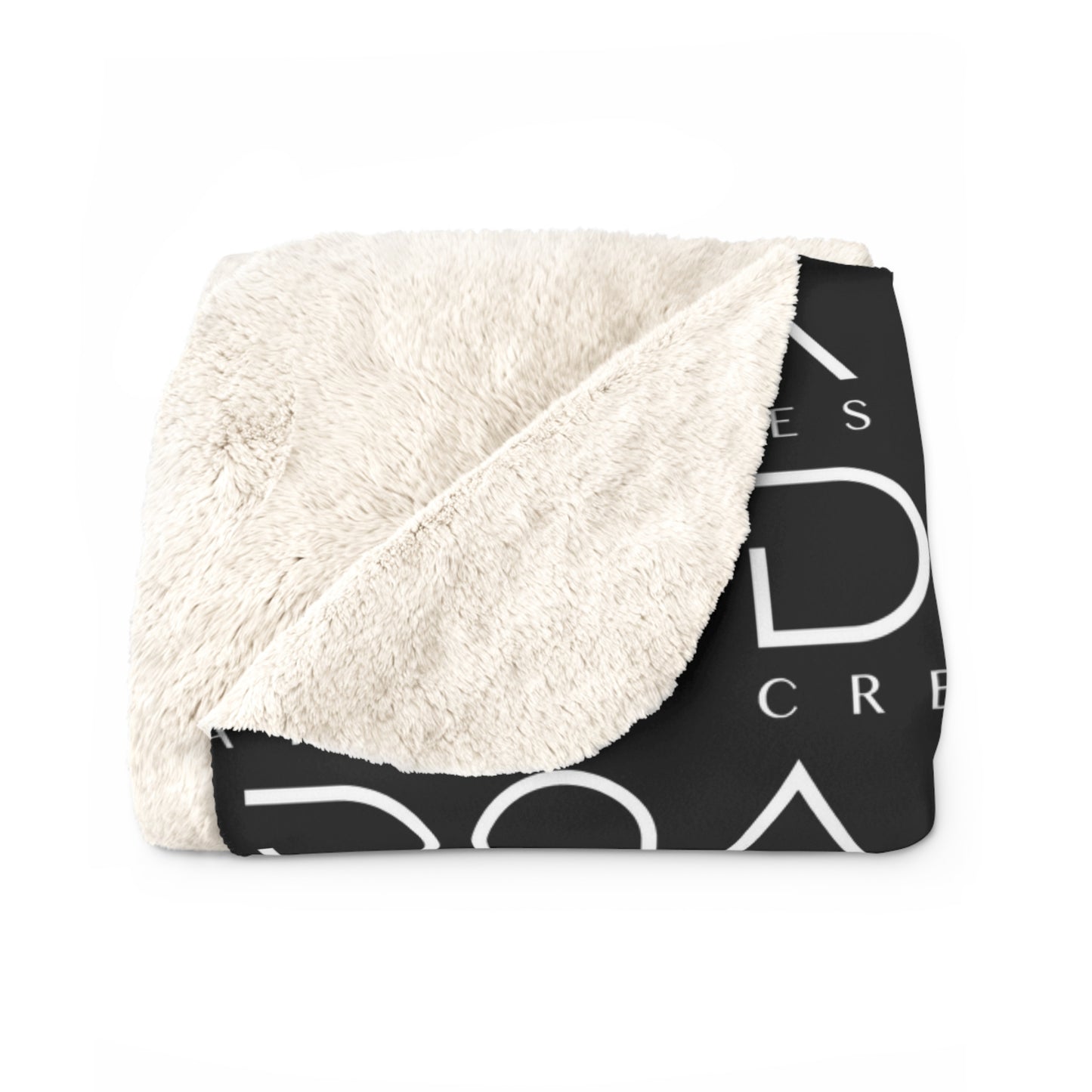 Sherpa Fleece Blanket — Black Repeat "DNA Creatives" Logo Cozy Throw