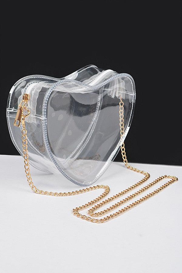 I HEART GAMEDAY CLEAR CROSSBODY BAG