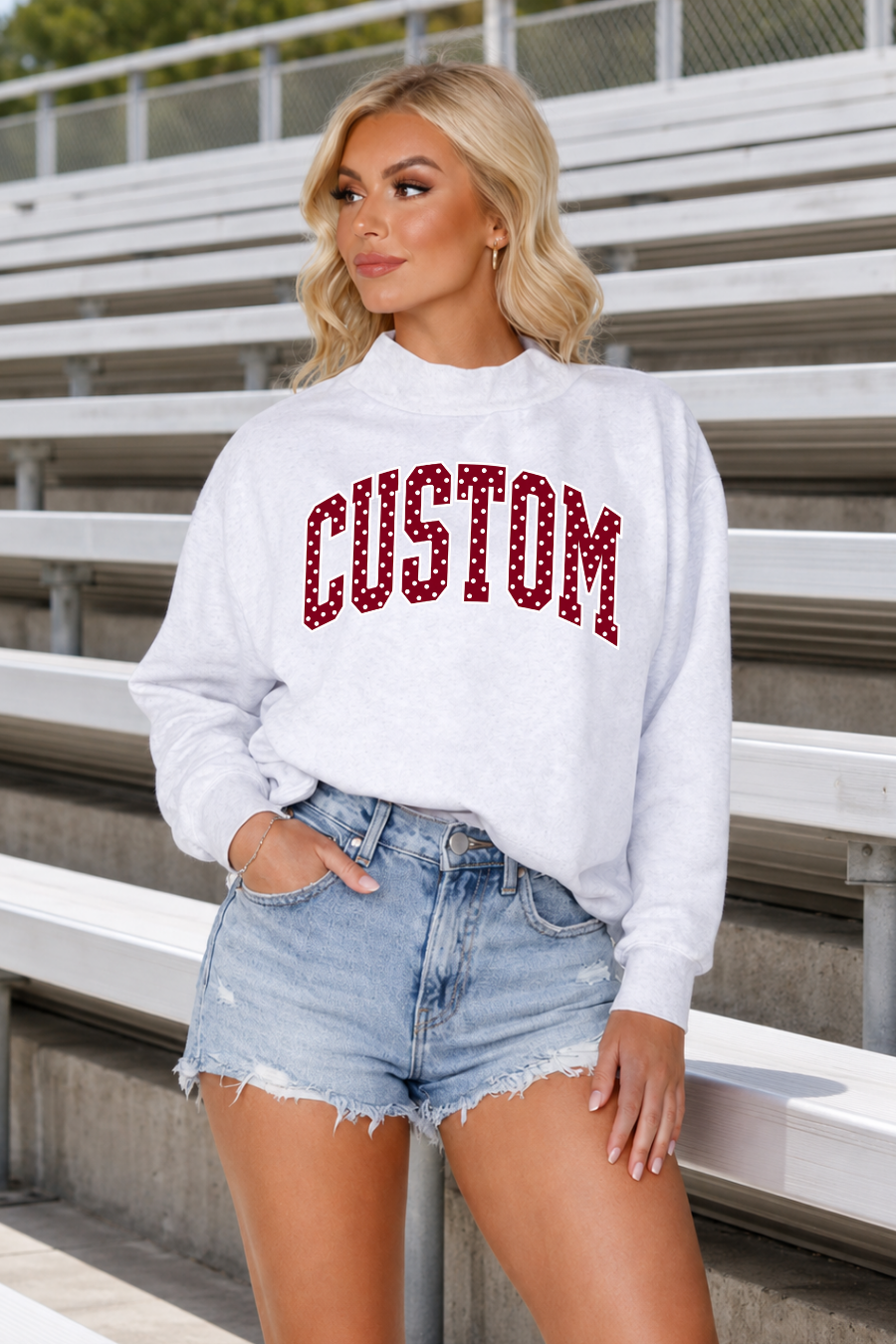 CUSTOM LOGO MOCK NECK SWEATSHIRT