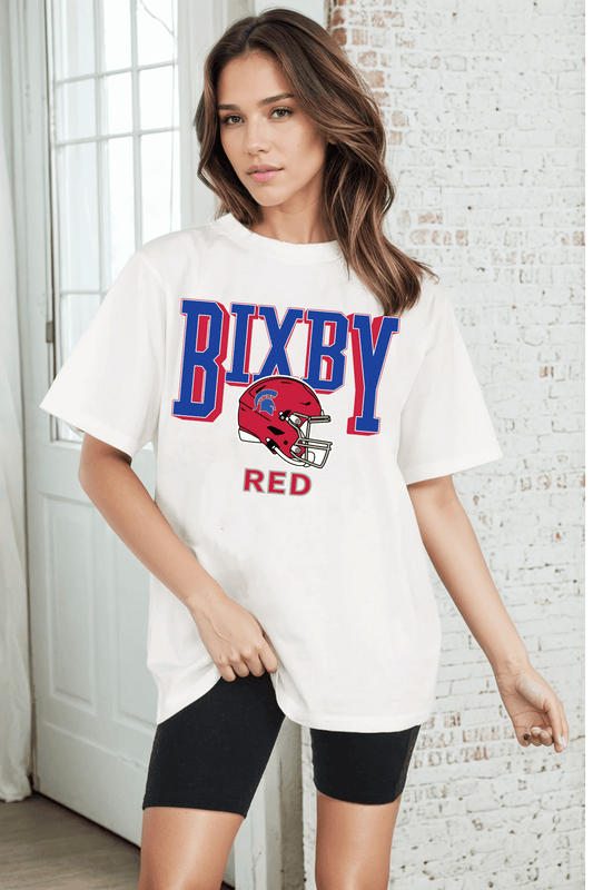 BIXBY RED FOOTBALL VINTAGE WASH BOYFRIEND TEE - The Club