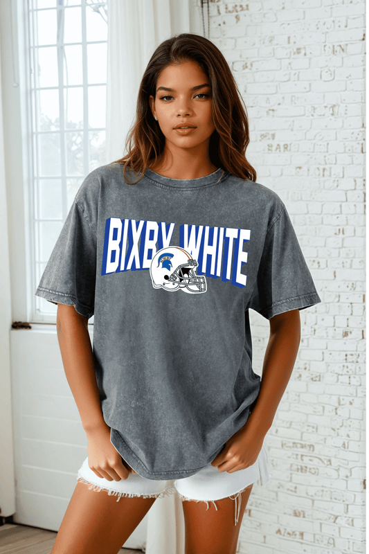 BIXBY WHITE FOOTBALL VINTAGE WASH BOYFRIEND TEE - The Club