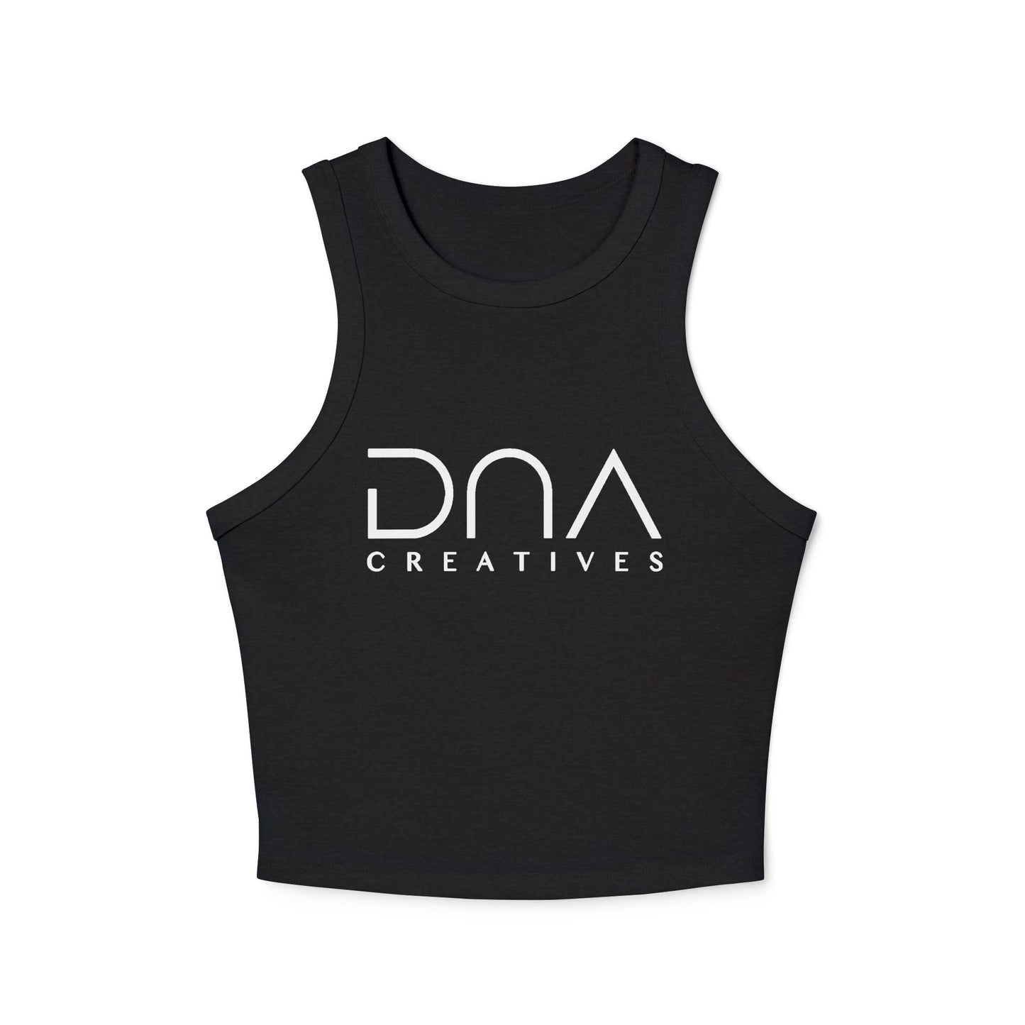 Ribbed Racer Tank Top — Women's Cropped White Micro-Rib Casual Tank