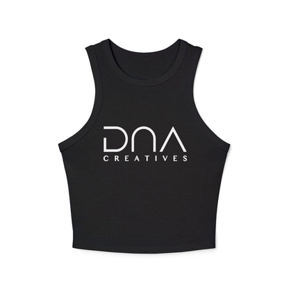 Ribbed Racer Tank Top — Women's Cropped White Micro-Rib Casual Tank