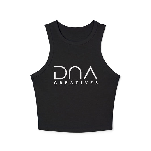 Ribbed Racer Tank Top — Women's Cropped White Micro-Rib Casual Tank