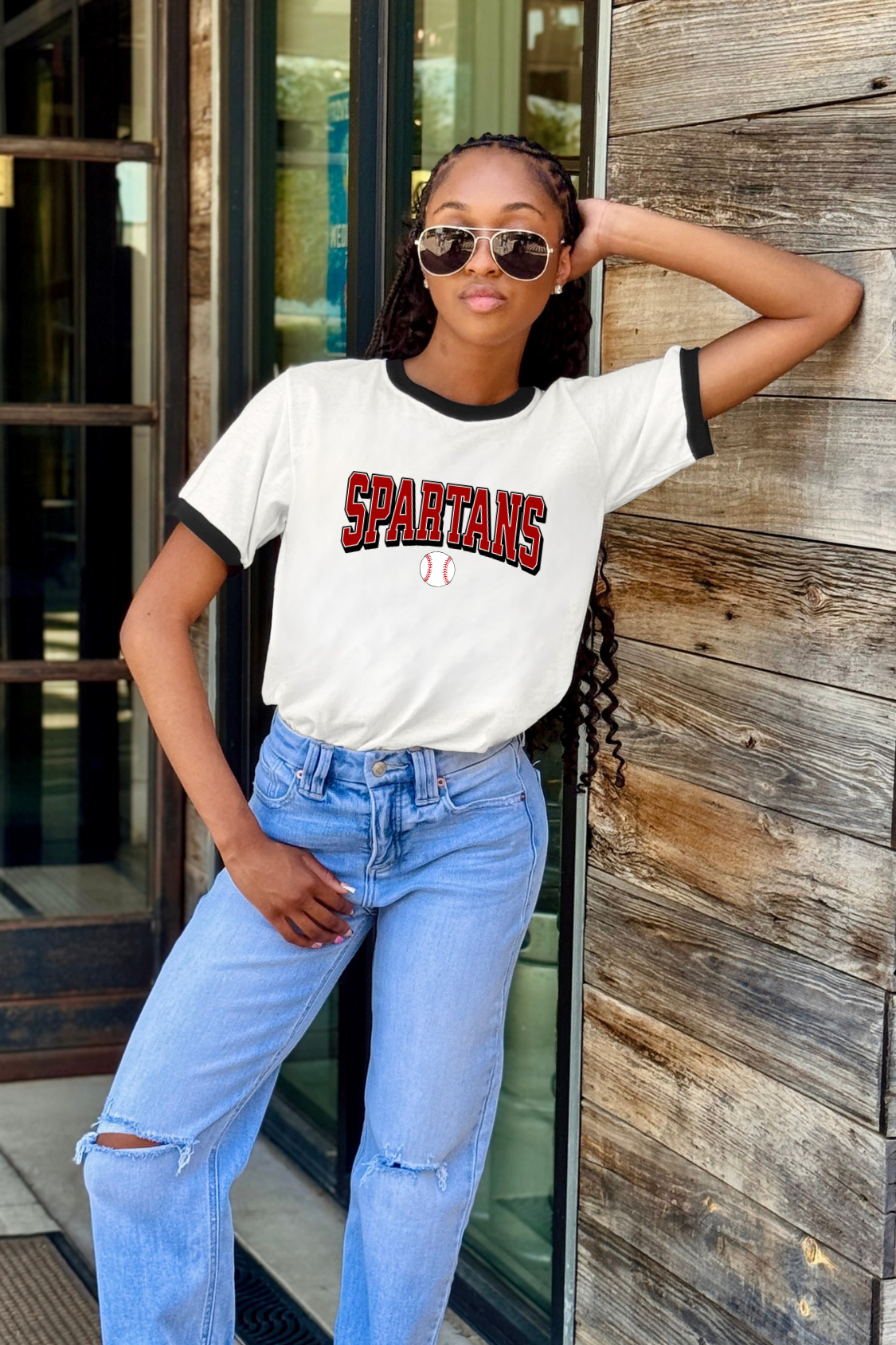 BIXBY SPARTANS BASEBALL VINTAGE RINGER TEE