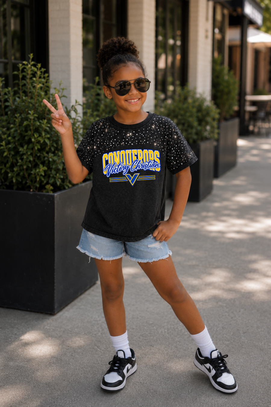 VC CONQUERORS YOUTH RHINESTONE DETAIL TEE