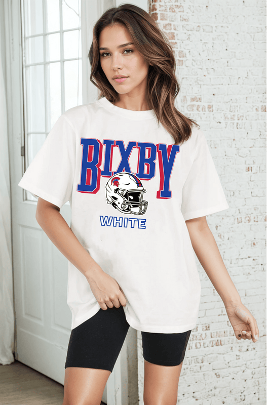 BIXBY WHITE FOOTBALL VINTAGE WASH BOYFRIEND TEE - The Club