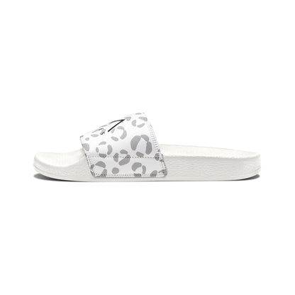 Youth Leopard Print Slide Sandals — Removable Strap Casual Pool Slides