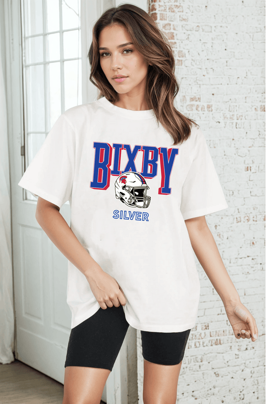 BIXBY SILVER FOOTBALL VINTAGE WASH BOYFRIEND TEE - The Club