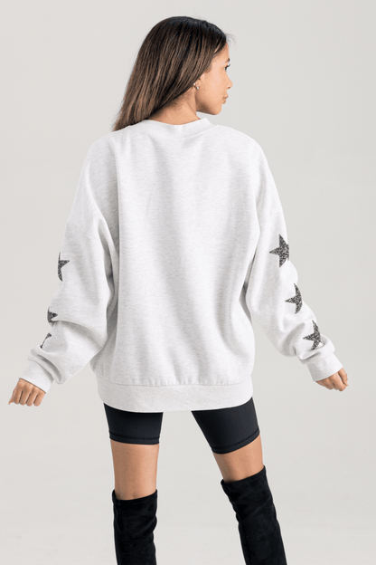 COLLINSVILLE CARDINALS EMBELLISHED STAR SLEEVE CREWNECK SWEATSHIRT - The Club