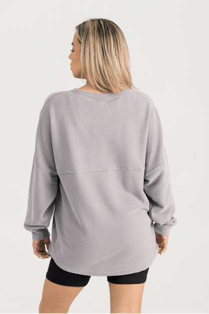 BIXBY WHITE FOOTBALL WASHED CORDED PULLOVER - The Club