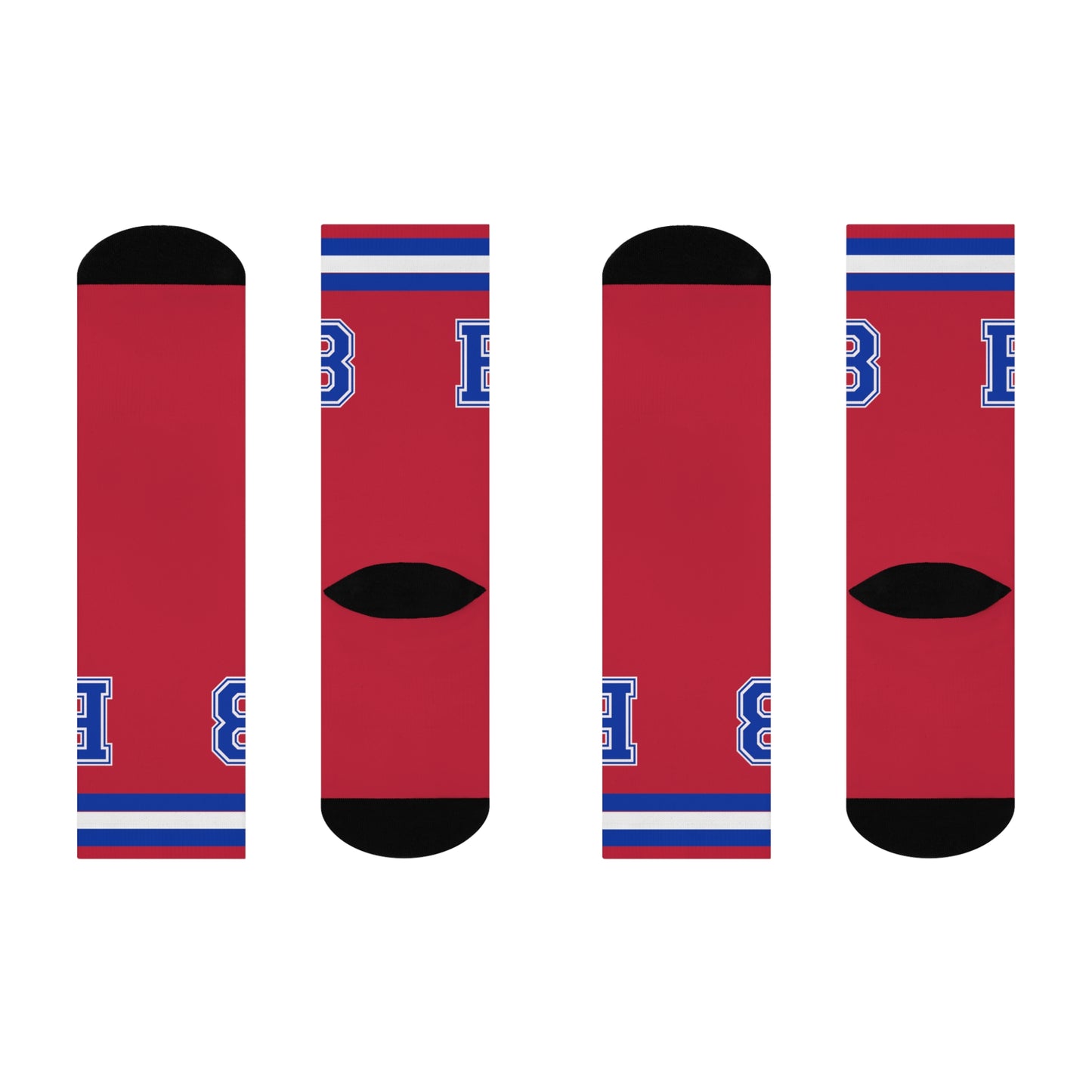 Red Varsity 'B' Cushioned Crew Socks — Athletic Retro Letterman Style