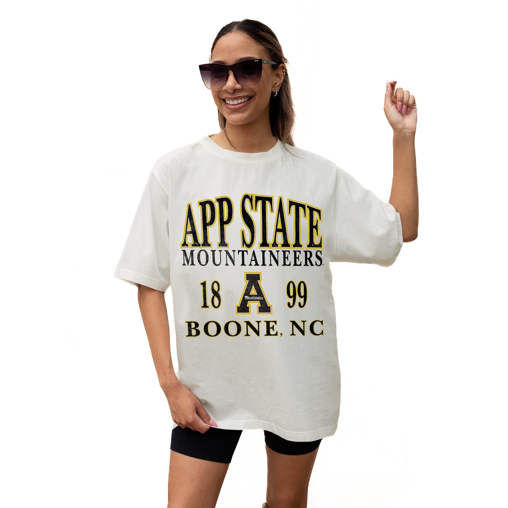 APPALACHIAN STATE MOUNTAINEERS UNITY RELAXED FIT SHORT SLEEVE CLASSIC CREWNECK TEE WITH RIBBED NECKLINE
