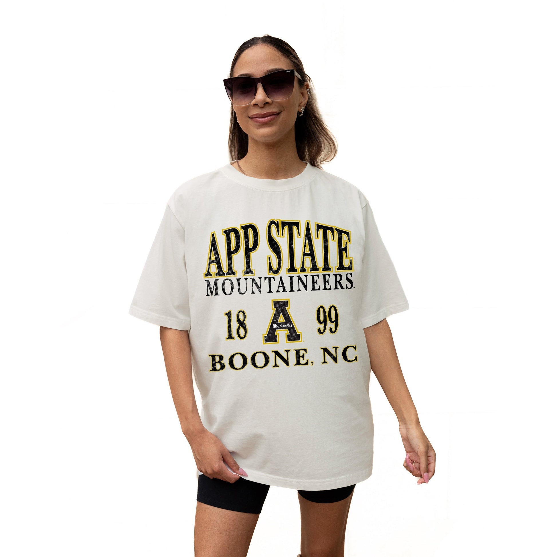 APPALACHIAN STATE MOUNTAINEERS UNITY RELAXED FIT SHORT SLEEVE CLASSIC CREWNECK TEE WITH RIBBED NECKLINE