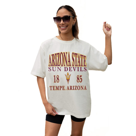 ARIZONA STATE SUN DEVILS UNITY RELAXED FIT SHORT SLEEVE CLASSIC CREWNECK TEE WITH RIBBED NECKLINE