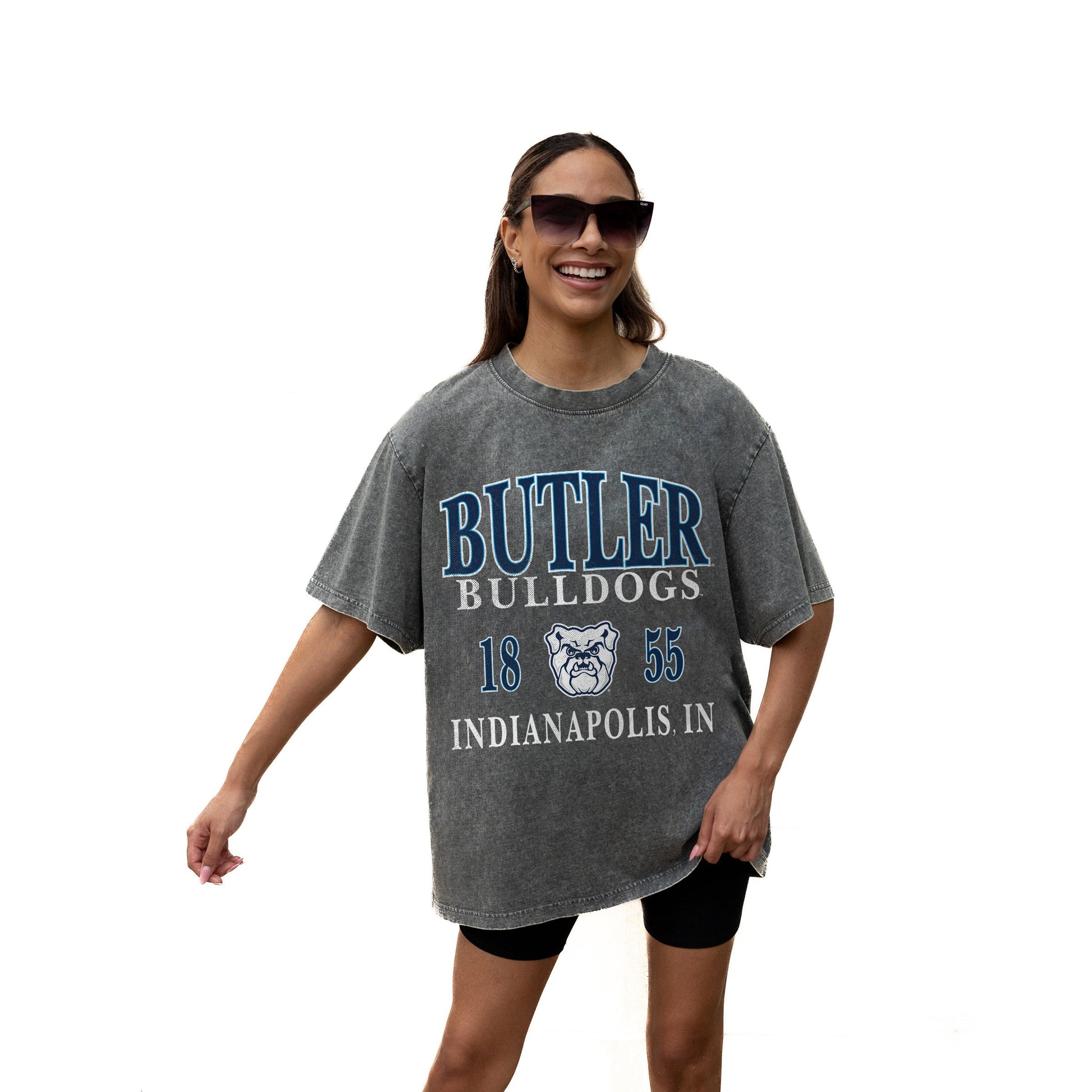 BUTLER BULLDOGS THROWBACK RELAXED FIT SNOW WASH SHORT SLEEVE CLASSIC CREWNECK TEE WITH RIBBED NECKLINE