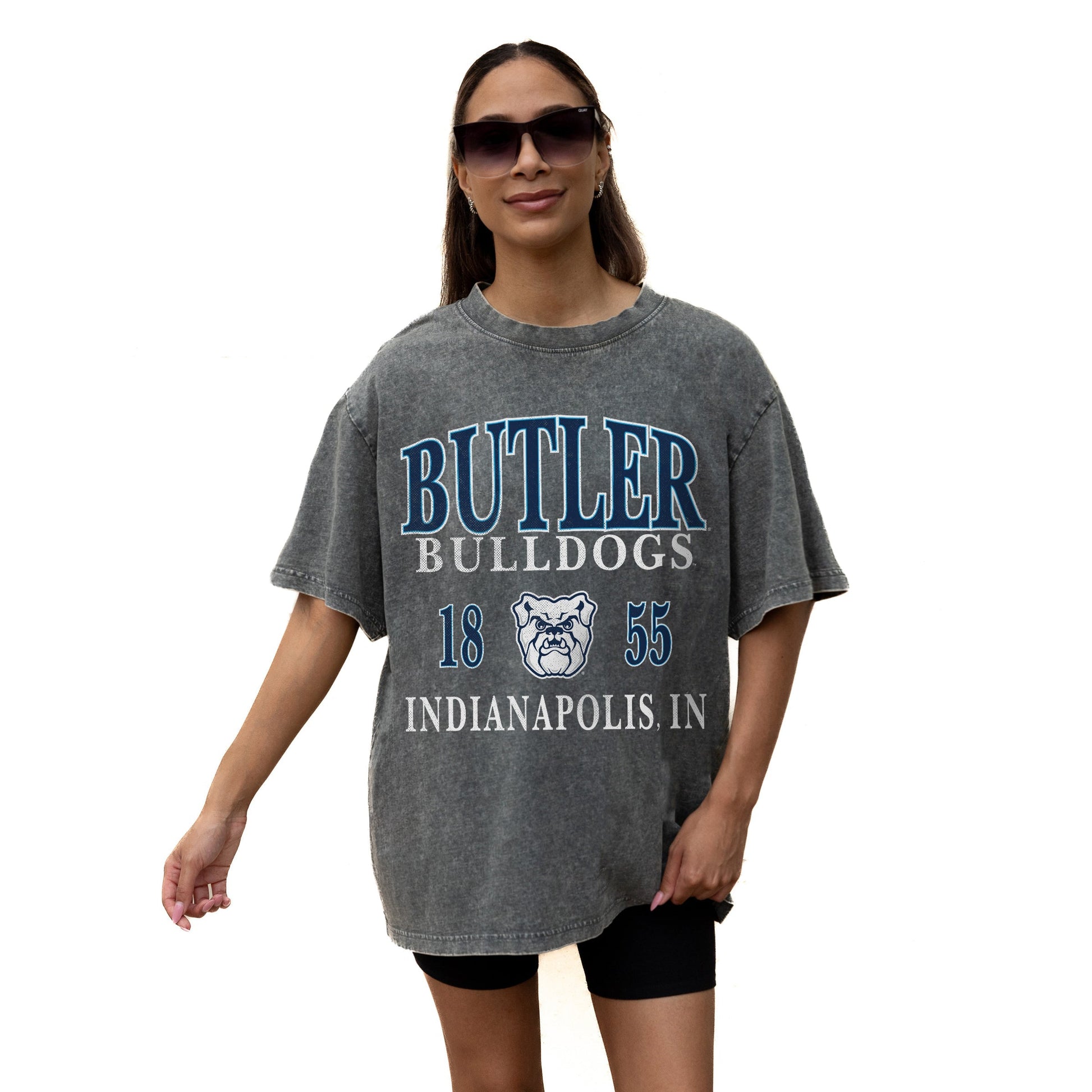 BUTLER BULLDOGS THROWBACK RELAXED FIT SNOW WASH SHORT SLEEVE CLASSIC CREWNECK TEE WITH RIBBED NECKLINE