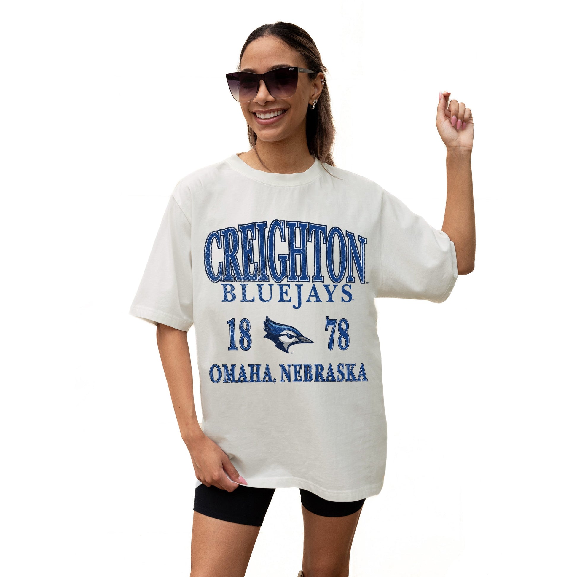 CREIGHTON BLUEJAYS UNITY RELAXED FIT SHORT SLEEVE CLASSIC CREWNECK TEE WITH RIBBED NECKLINE