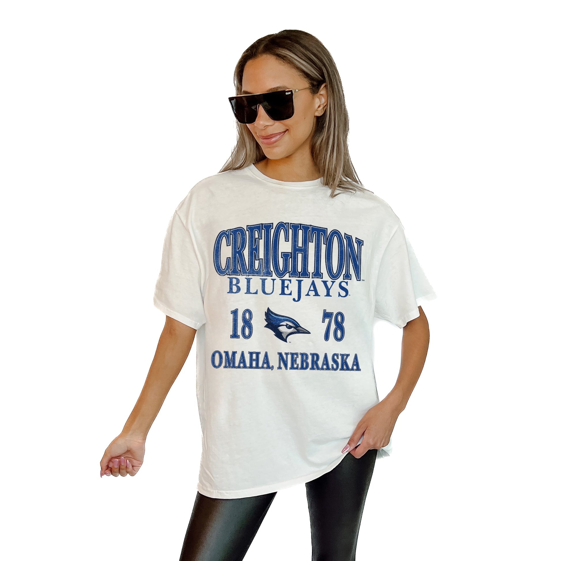 CREIGHTON BLUEJAYS UNITY RELAXED FIT SHORT SLEEVE CLASSIC CREWNECK TEE WITH RIBBED NECKLINE