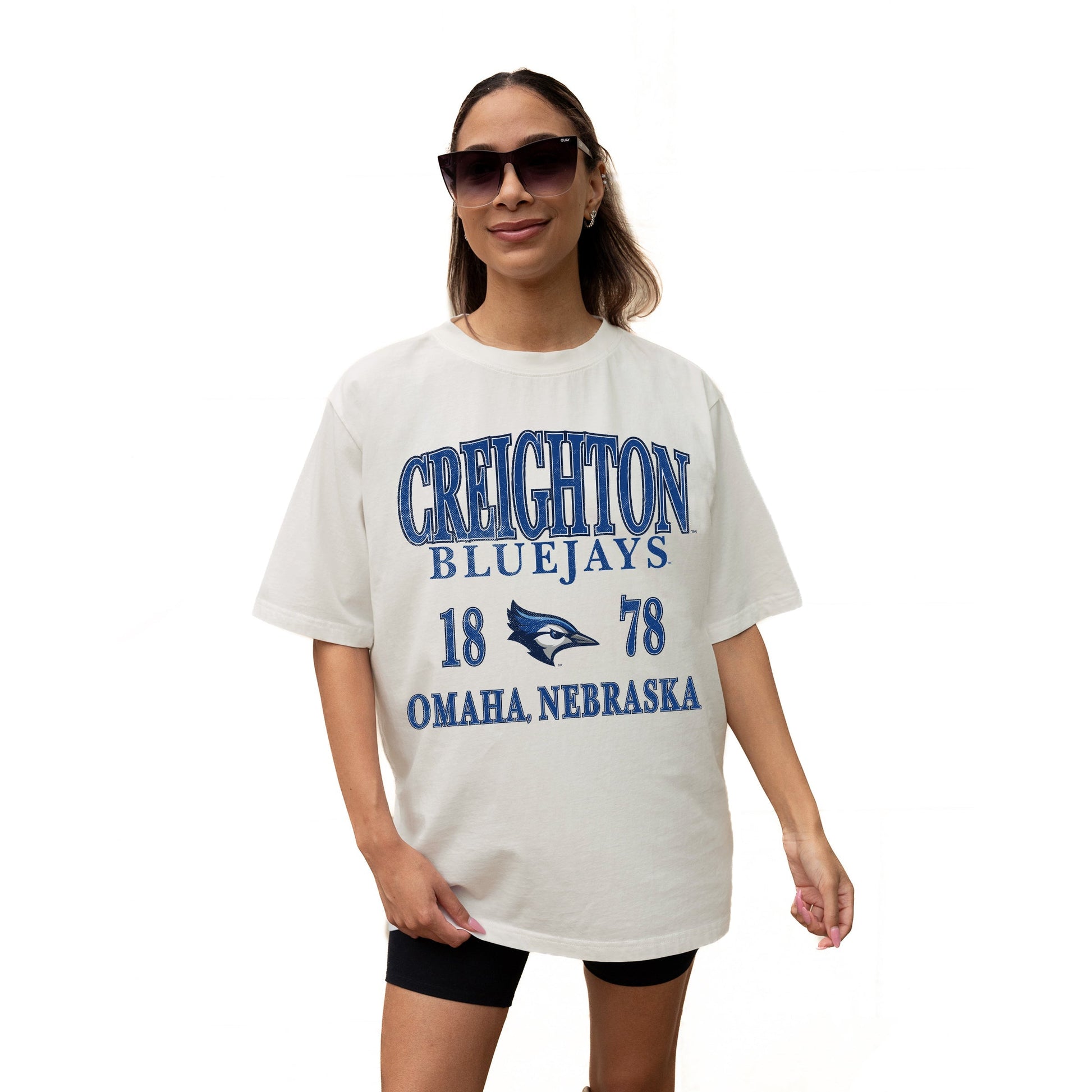 CREIGHTON BLUEJAYS UNITY RELAXED FIT SHORT SLEEVE CLASSIC CREWNECK TEE WITH RIBBED NECKLINE