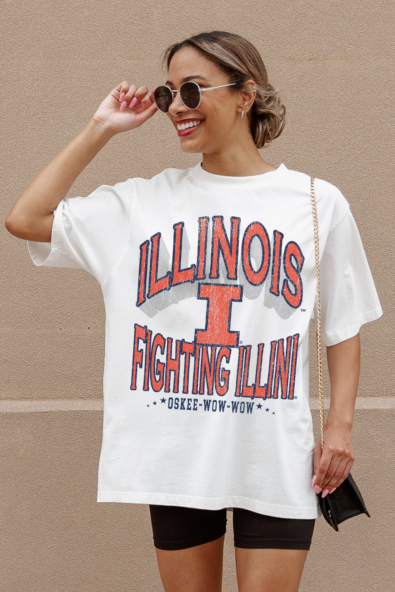 ILLINOIS FIGHTING ILLINI SHAKEDOWN OVERSIZED CREWNECK TEE