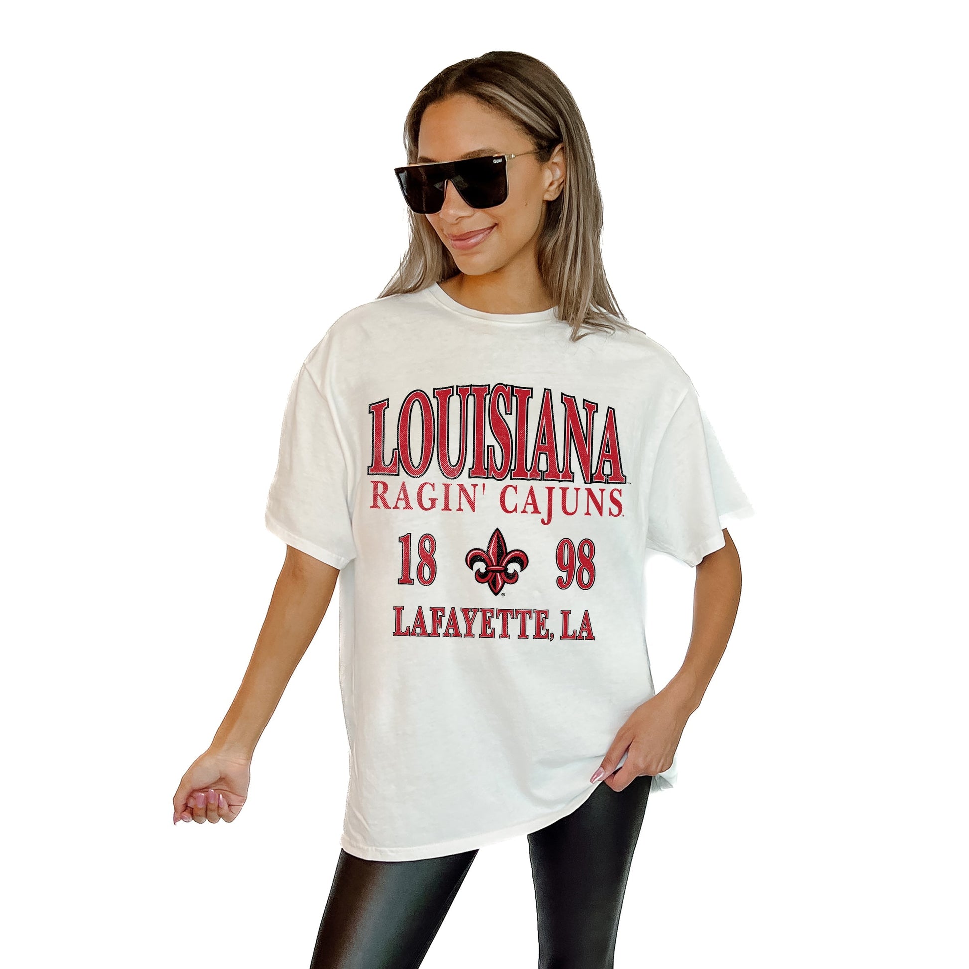 LOUISIANA RAGIN' CAJUNS UNITY RELAXED FIT SHORT SLEEVE CLASSIC CREWNECK TEE WITH RIBBED NECKLINE