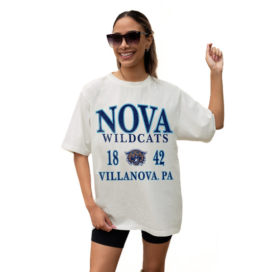 VILLANOVA WILDCATS UNITY RELAXED FIT SHORT SLEEVE CLASSIC CREWNECK TEE WITH RIBBED NECKLINE