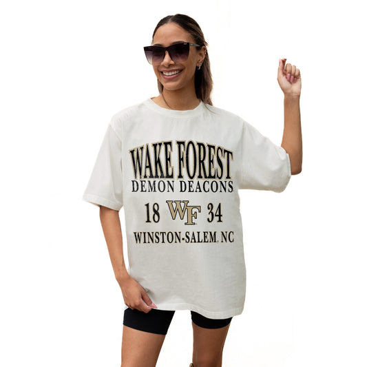 WAKE FOREST DEMON DEACONS UNITY RELAXED FIT SHORT SLEEVE CLASSIC CREWNECK TEE WITH RIBBED NECKLINE