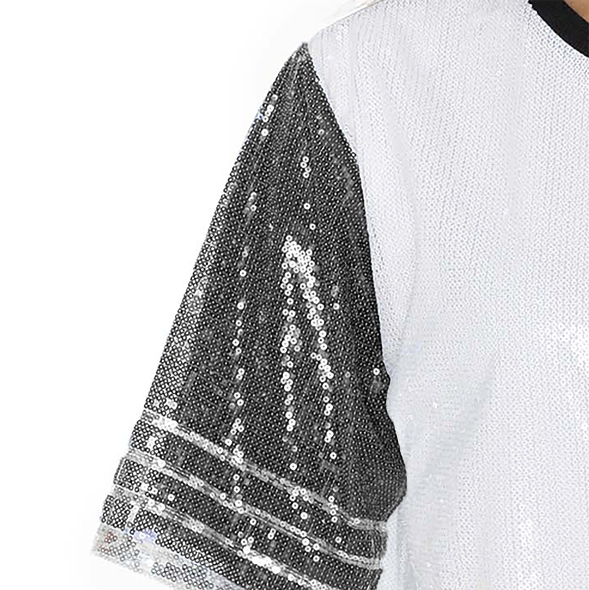 WASHINGTON HUSKIES BLING IT FULL SEQUIN FASHION JERSEY TUNIC DRESS WITH SPORTS STRIPE SLEEVE DETAIL AND LIGHTWEIGHT GARMENT LINING