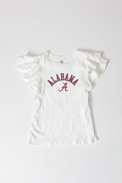 ALABAMA CRIMSON TIDE ALL IN TO WIN FLUTTER SLEEVE CREWNECK TOP
