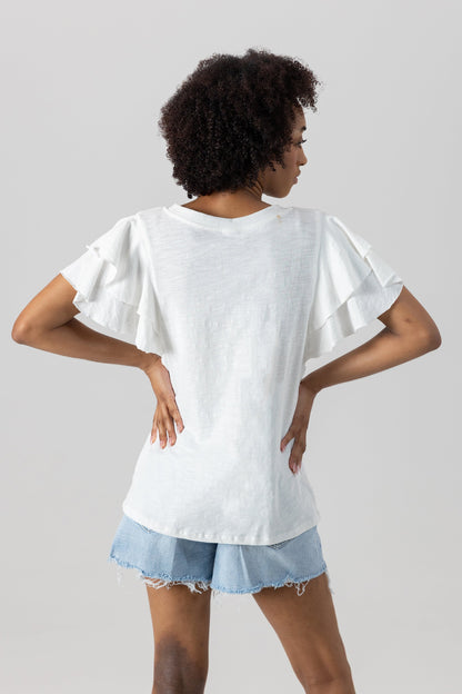 BAYLOR BEARS ALL IN TO WIN FLUTTER SLEEVE CREWNECK TOP