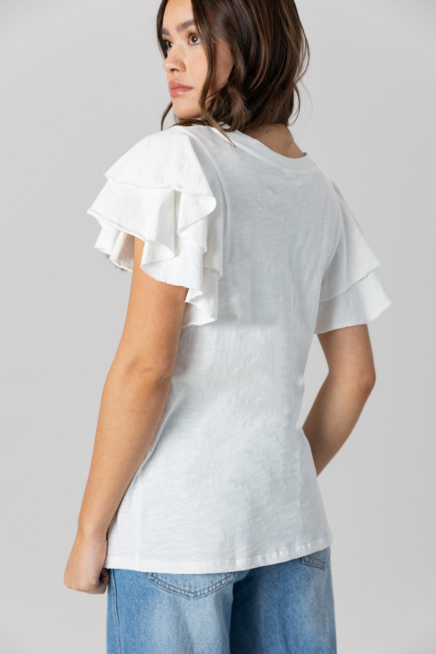 TENNESSEE VOLUNTEERS ALL IN TO WIN FLUTTER SLEEVE CREWNECK TOP