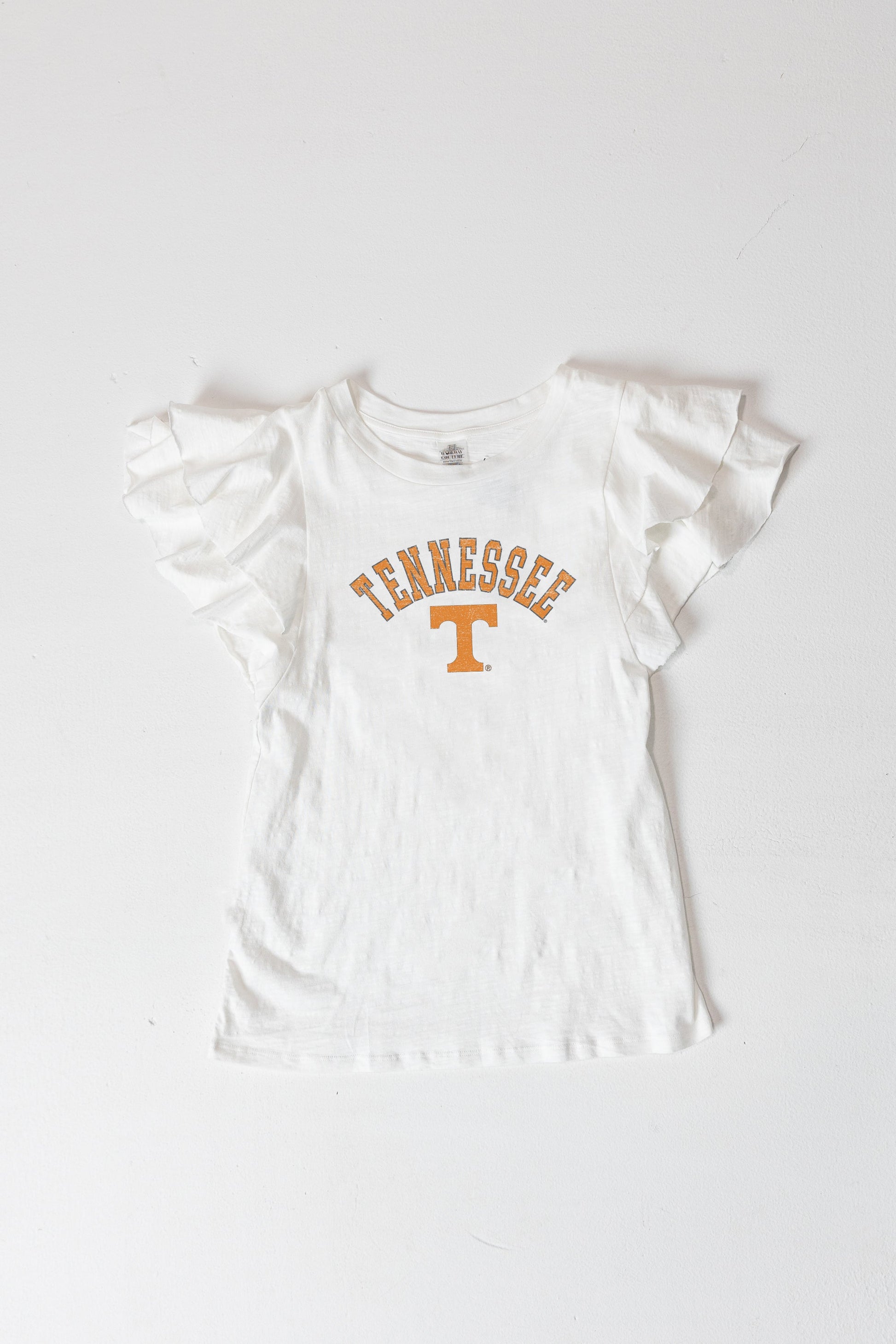 TENNESSEE VOLUNTEERS ALL IN TO WIN FLUTTER SLEEVE CREWNECK TOP