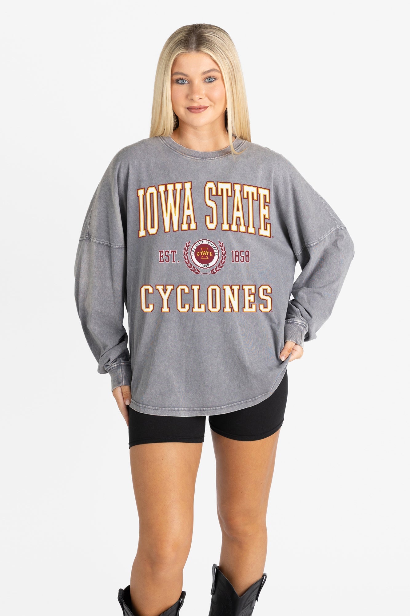 IOWA STATE CYCLONES FINAL SCORE FADED WASH PULLOVER