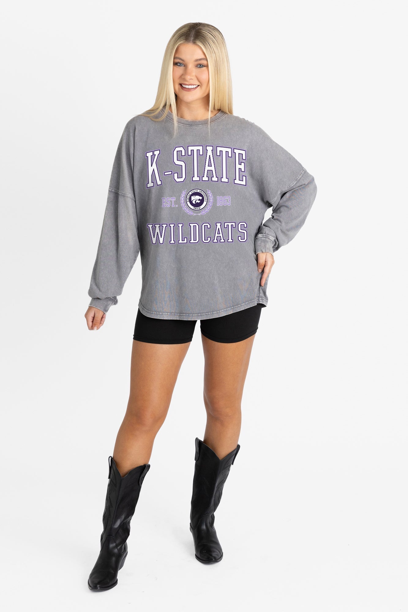 KANSAS STATE WILDCATS FINAL SCORE FADED WASH PULLOVER