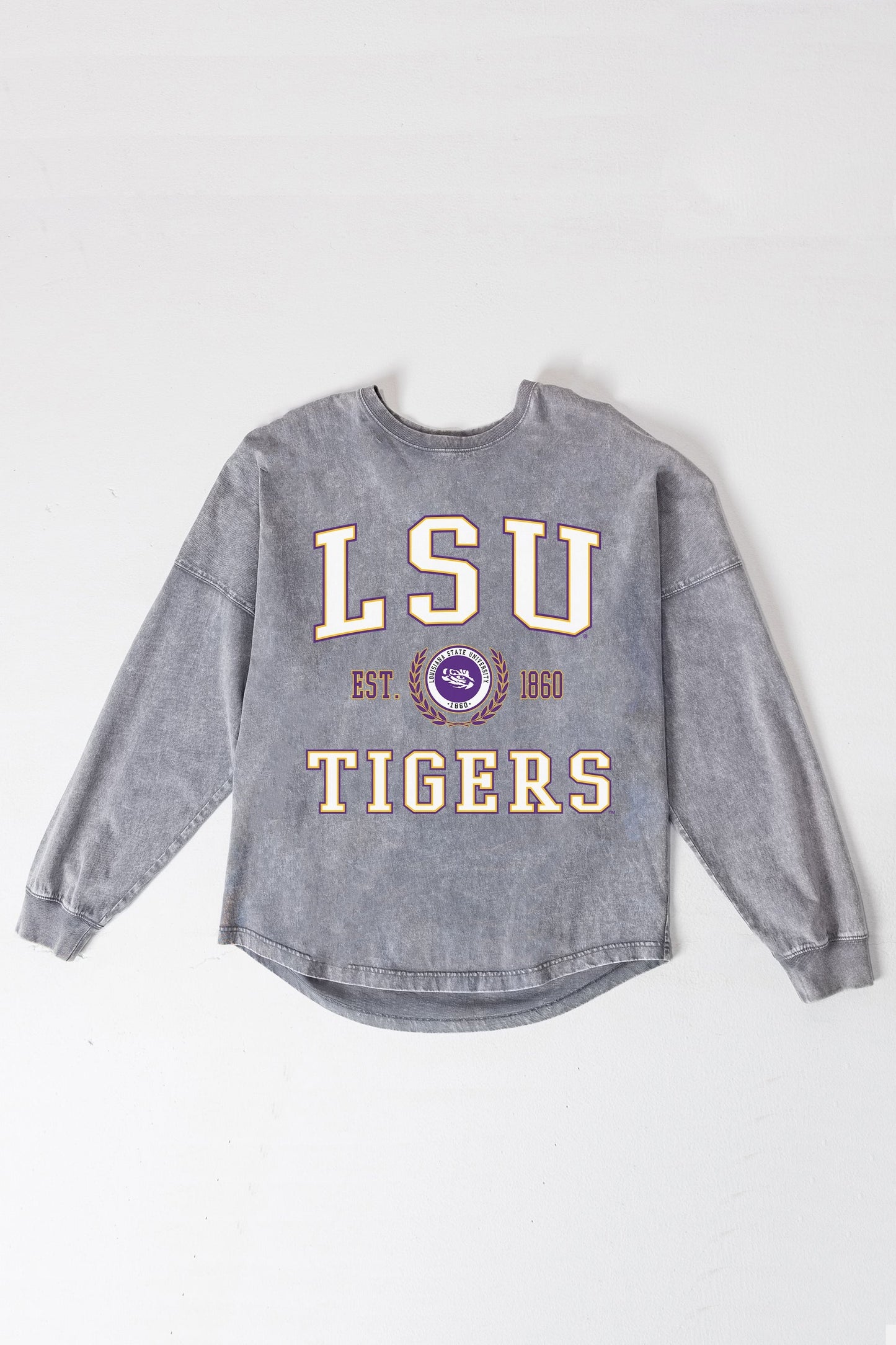 LSU TIGERS FINAL SCORE FADED WASH PULLOVER