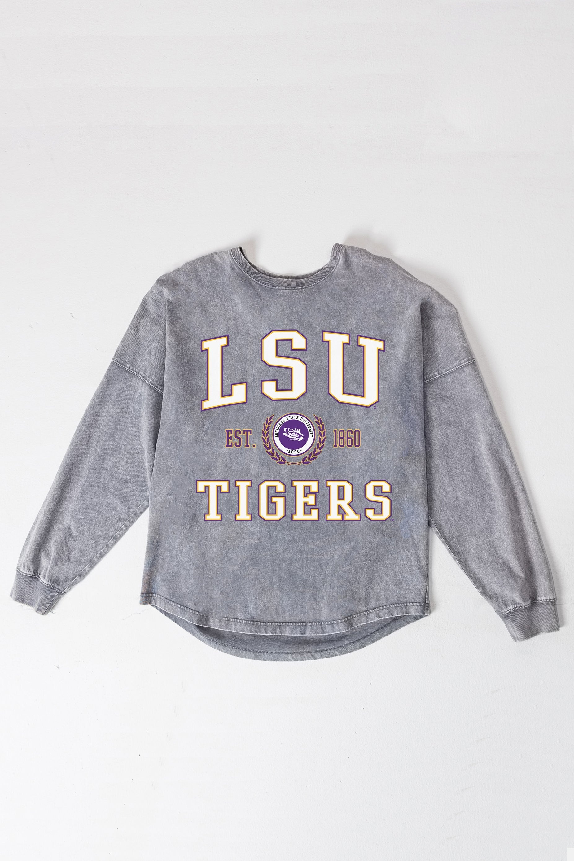 LSU TIGERS FINAL SCORE FADED WASH PULLOVER