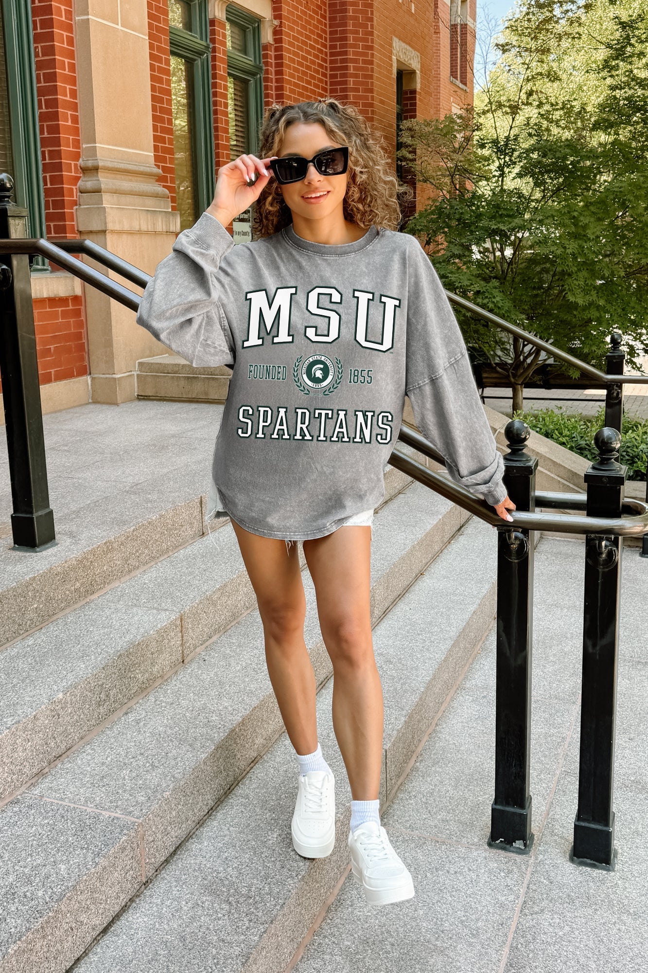 MICHIGAN STATE SPARTANS FINAL SCORE FADED WASH PULLOVER
